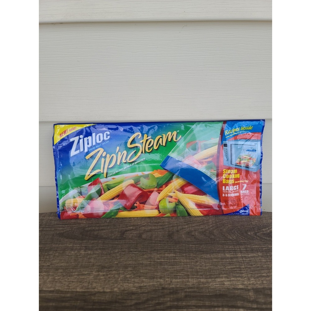 ZIPLOC Zip n Steam LARGE SIZE Cooking Microwave Bags 7 Ct 10" x 10" New